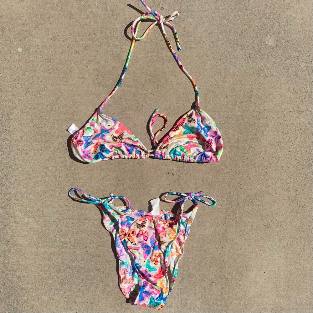 80s neon butterfly bikini